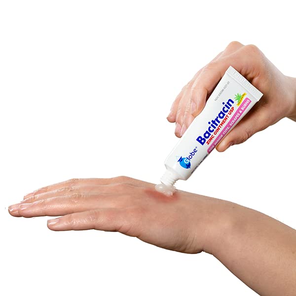 [Australia - AusPower] - (4 Pack) Globe Bacitracin Zinc Ointment + Aloe 1oz, Antibiotic Ointment, Essential Antibiotic First Aid Supplies, Healing Action, Maximum Antibiotic Power, Prevents Infection in cuts, scrapes, Burns 