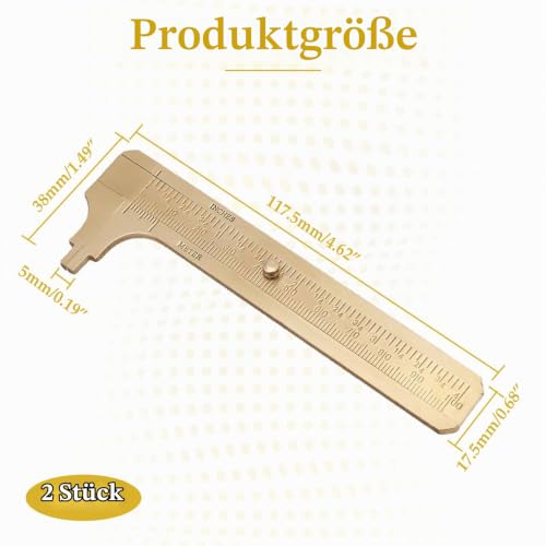 Pack of 2 Small Callipers, Small, Vernier Calliper, Analogue, Handy Calliper, Brass Caliper, Suitable for Measuring Jewelery and Small Items (Double Scale 100 mm)