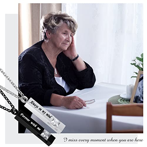 8 Pcs Memorial Urn Necklace Cremation Jewelry for Ashes for Men Women Human Ashes Keepsake Stainless Steel Cremation Pendant Bar Locket with Cubic Zirconia Silver, Black, Rose Gold, Gold
