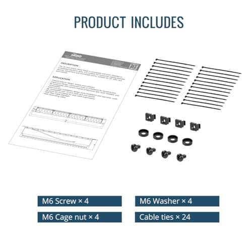 Tecmojo 19 Inch Patch Panel with 24 Ports, Empty, Suitable for Shielded and Unshielded Keystone Module Sockets, with Rear Cable Management, Black (19" Patch Panel with 24 Ports)