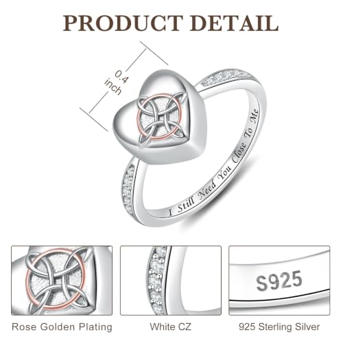925 Sterling Silver Celtic Knot Urn Ring for Ashes Cremation Rings Jewelry 5