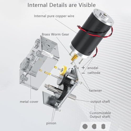 Reversible Worm Gear Motor, 12V 200RPM 5840‑31ZY Geared Motor Self-locking Permanent Magnet DC Turbo worming Geared Motor Reduction Motor for DIY Robot, RC Electric Toys
