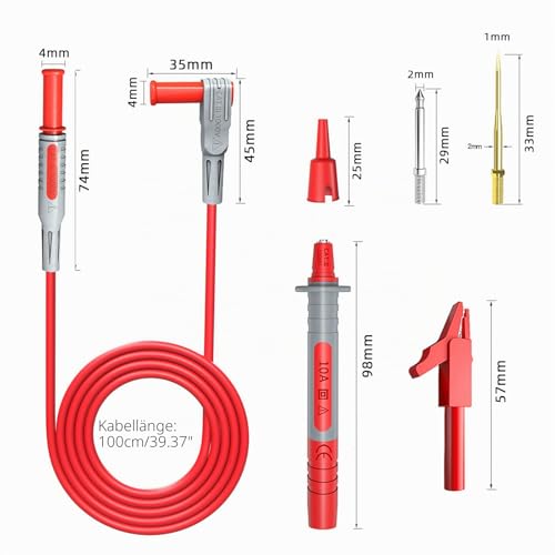 Multimeter Test Leads Kit 4mm Banana Plug Cable | Test probe, 8 pieces interchangeable precision sharp test probes, crocodile clips, for multimeter electrical testing Style C