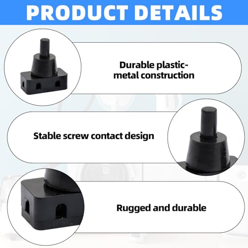 Pack of 4 Built-in Pressure Switches, Mini Switch, 250 V 2 A, IP20 Suitable for Lighting Fixtures, Kitchen Appliances, Furniture, Sockets, Home Appliances, DIY Projects, Black
