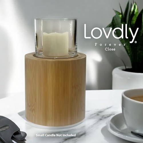 Cremation Urn for Human Ashes | Keepsake Urns for Adult & Pet Ashes | Decorative Urn Made from Premium Wooden Base with Glass Top. Candles Not Included (Wood, Small Bamboo)