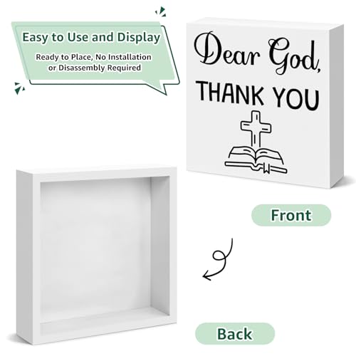 Christian Home Sign Wooden Block Sign Inspirational Religious Gifts for Women Men Office Decor Wooden Easter Prayer Christmas Housewarming Gift Farmhouse Shelf Desk Decor Signs Baptism Faith Gifts Faith Decor