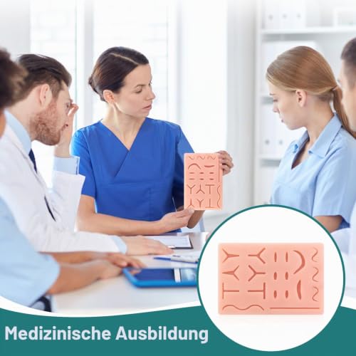Medarchitect Improved Seam Exercise Pad Reusable Silicone Skin Model for Medical Training with 19 Pre-Cut Wounds for Medical Practice Suture Training Course for Students