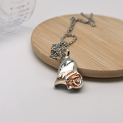 Rose Flower Urn Necklace Cremation Jewelry for Ashes Heart Keepsake Memorial Locket Jewelry for Women Sister