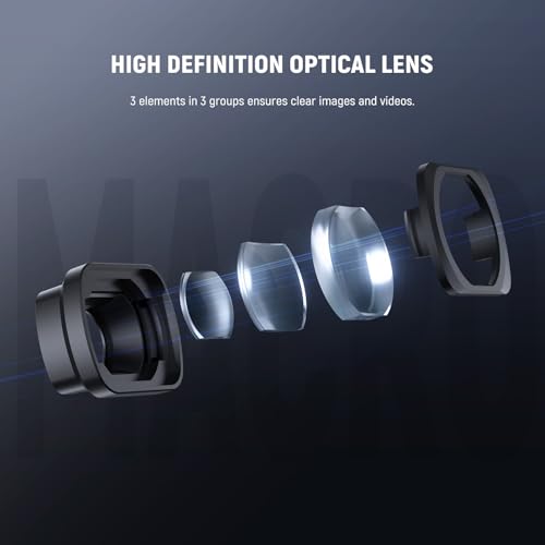 NEEWER 2x Macro Lens Compatible with DJI Osmo Pocket 3 / Pocket 4 / Xtra Muse, 3 Elements 3 Groups HD Magnetic Close Up Macro Photography Lens, Do Not Stack Filters, LS-64