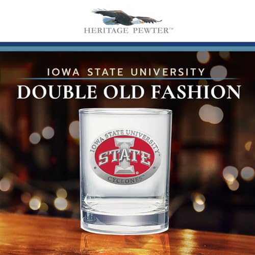 Heritage Pewter Iowa State Double Old Fashioned Glass | 14 OZ Double Rocks for Liquor | Expertly Crafted Pewter
