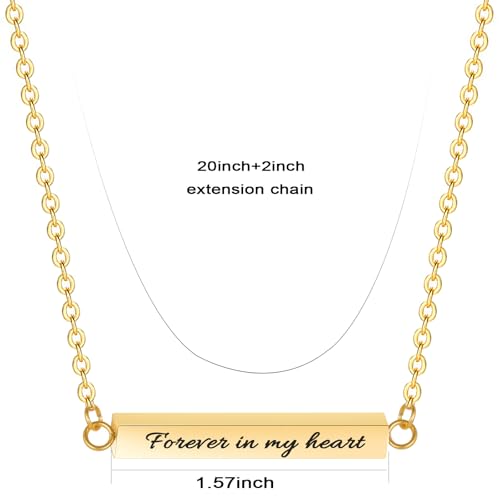 Horizontal Bar Cremation Jewelry Urn Necklaces for Ashes for Women Stainless Steel Ashes Jewelry Cube Ashes Necklace Bar Urn Pendant Forever in My Heart Gold Forever in my heart