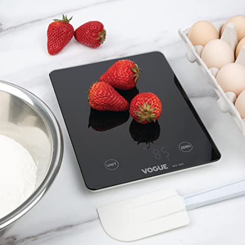 Vogue Digital Black Rectangular Electric Scale 10kg - Food Scale for Baking, Cooking, Keto and Meal Prep FS488