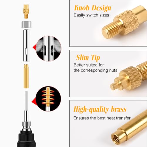 Farady heat set insert tip set with threaded inserts for 3D printer DIY plastic projects