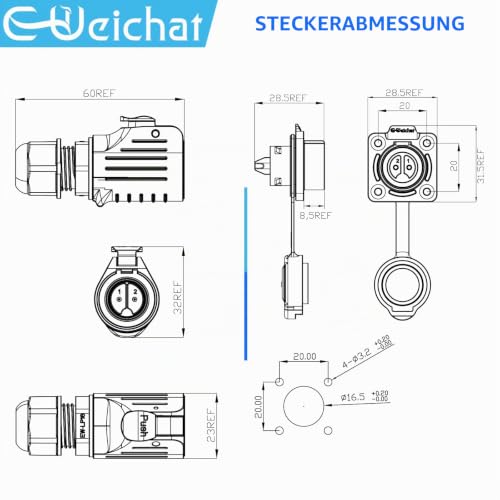 EW-LP16 Waterproof Industrial Plug IP68 Quick Plug Aviation Connector Anti-Interference Round Plug Quick Release Connector M16 2-9 Pin Flange Connector (3 Pin) 3 Pin Flange socket/metal
