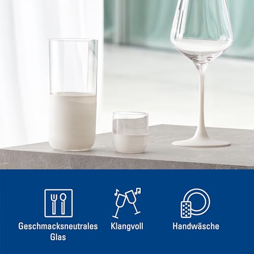 Villeroy & Boch Manufacture Rock Blanc Collection Shot Glass Set, 4 pcs. Set of Small Glasses for Shots and Liqueurs, 1.25 oz, 2 in Height, Crystal, Matte White Slate Look Clear/White