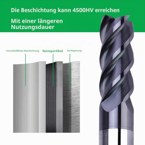 5-Piece Carbide End Mill 4 mm 4 Teeth / 4 Cutting Edges HRC 55 AlTiN Black Coating Solid Carbide Milling Cutter for Steel, Metal, Wood, Acrylic, Plastic (4 mm) 4mm-5 Stücke