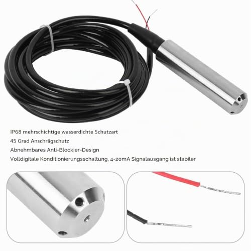 TL - 136 Liquid Level Transmitter Water Oil Level Sensor Detector 24VDC 420mA Signal Output (0-2m), Transmitter 0-2m