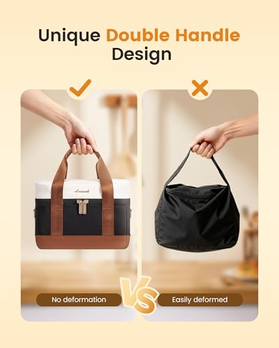 LOVEVOOK Insulated Lunch Bag for Women & Men - Cooler Lunch Tote and Lunch Box for Work and Travel, Pink Large Pink-beige-brown