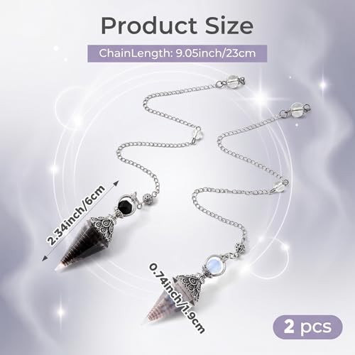Sibba Natural Aquamarine Black Obsidian Crystal Pendulums, Pendulum Crystal