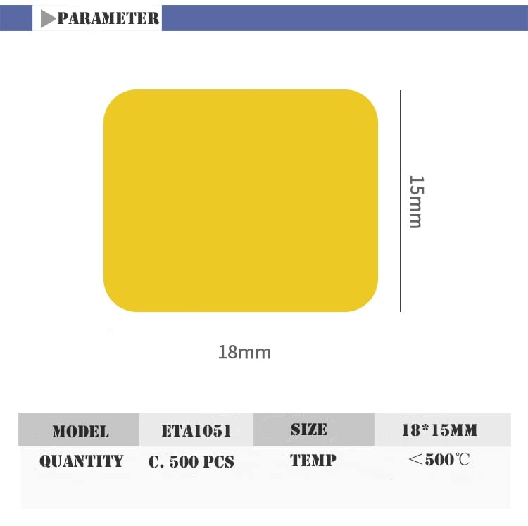 [Australia - AusPower] - Thermocouple Adhesive Pad,Thermocouple Adhesive Tape,200 ℃ thermostability Stickers,Electronic Test Accessories,Special Fixed Adhesive Tape for Temperature Sensing Line(C. 500 Sheets) 