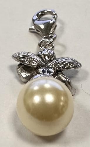 Quiges 925 Sterling Silver Angels Clip On Lobster Clasp Charm Pendant Angel with Pearl