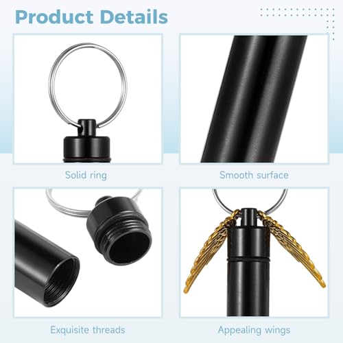 Cremation Jewelry for Ashes - 6 PCS Urn Necklaces for Ashes,Cylinder Vial Cremation Urn Key Chains, Necklace Keepsake Ashes Memorial Necklace Angel Keepsake Cylinder Pendant