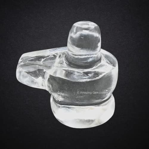 Amazing Gemstone Shiva Lingam Stone Clear Quartz Crystal - Shivling for Pooja, Home Office Room Decor Made of Healing Crystals and Healing Stones - Adiyogi Shiva Lingams