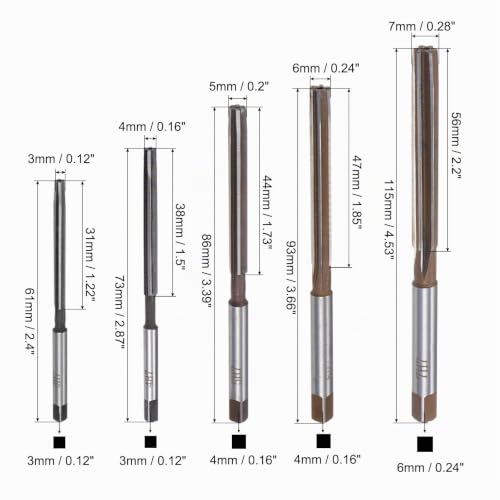 Quartzman Hand Reamer Set Metric Reamer 3-12 mm H7 10-Piece | Reamer Drill Alloy Steel Steel Cutting Tool