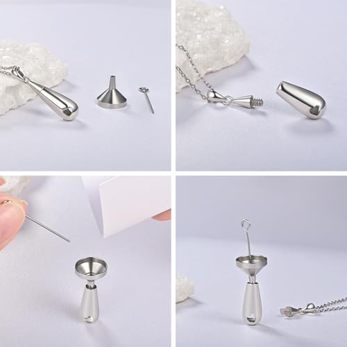 925 Sterling Silver Urn Pendant Necklace Teardrop Cremation Jewelry for Ashes Memorial Keepsake for Women