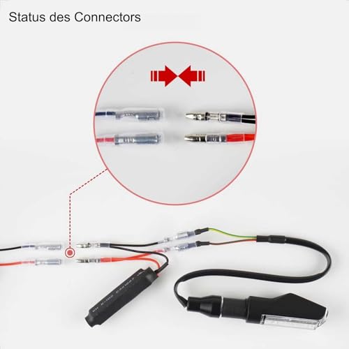 Evermotor Universal E-MARK E-Approved Motorcycle Look and Beautiful Bright LED Running Light Sequential Running Effect Indicator Waterproof Pack of 2 Quad Scooter Chopper Cruiser ATV Moped, m | Motorcycle Turn Signal Resistor with Cables, Against Flash...