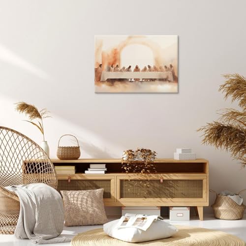 QQXKVXOB Jesus Last Supper Wall Art Leonardo da Vinci Canvas Print Posters Wall Decor Christian Home Decor for Living Room Dining Room Prayer Room Bedroom 12x16 in Jesus02 12"L x 16"W