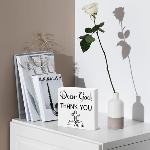 Christian Home Sign Wooden Block Sign Inspirational Religious Gifts for Women Men Office Decor Wooden Easter Prayer Christmas Housewarming Gift Farmhouse Shelf Desk Decor Signs Baptism Faith Gifts Faith Decor