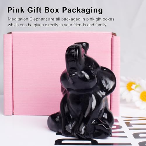 Obsidian Elephant Figurine for Wealth Love Home Office Decor Obsidian Elephant-01