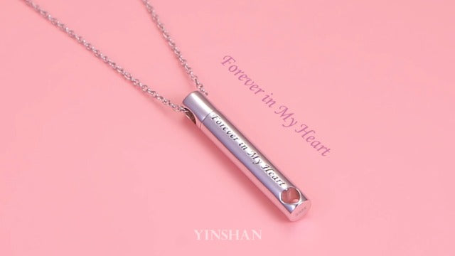YinShan Urn Necklaces for Ashes for Women Girls Cremation Jewelry 925 Sterling Silver Eternity Memorial Forever in My Heart Ashes Keepsake, Adjustable Silver Chain 18+2 Inches Heart Bar