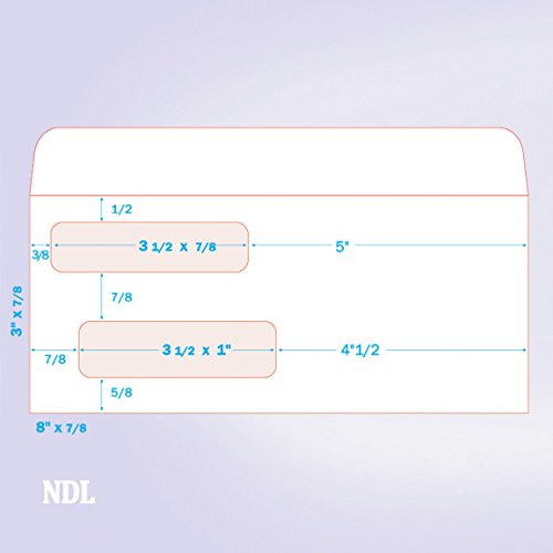 NextDayLabels #9 Double Window Check Envelopes - 500 Pack Ready-Seal Security Tinted Envelopes for QuickBooks, Sage 100, Blackbaud Checks - Self-Sealing Laser-Compatible - Made in USA #9 Envelope-500 Pack
