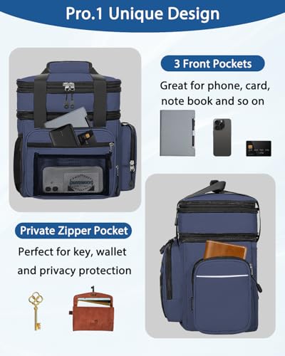 Expandable Lunch Box Men Insulated Double Deck Leakproof Cooler Bag 15-L C_Blue