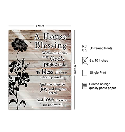 House Blessing - Christian Wall Art - Religious Housewarming Gifts for Women, Pastor, Minister - Blessed Wall Art - Inspirational Decor - Bible Verse Decor - Plaque Sign Unframed Picture