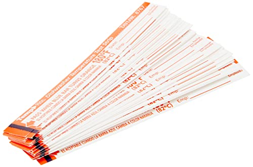 25x Vogue Dishwasher Temperature Test Strip 102x13mm Cleaning Supplies