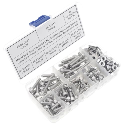 MCMASKE #8-32 UNC 304 stainless steel knurled socket head cap screws, nuts and washers kit