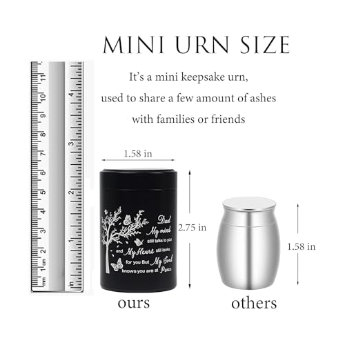 3 Inch Small Urn for Human Ashes Aluminum Mini Cremation Small Keepsake Box for Sharing Ashes Mini Urn-Dad Black-Dad