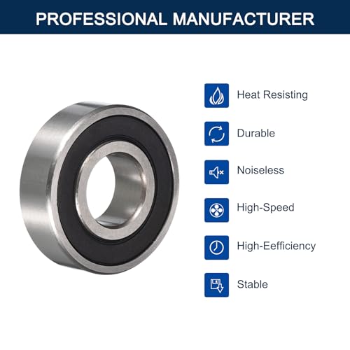 HiPicco 6200-2RS Deep Groove Ball Bearings, ID 10mm x OD 30mm x Width 9mm Double Rubber Sealed Ball Bearing Pre-Lubricated Chrome Steel Z2 Lever 10pcs 6200-2RS 10x30x9mm
