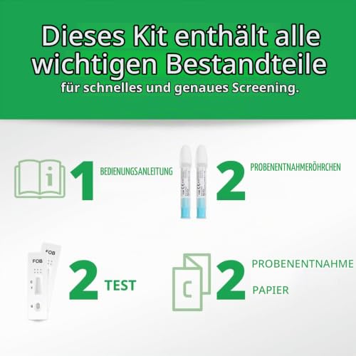2 Tests for Occult Blood in the Stool Home Test Chair Examination Blood in Stool Self Test Kit for Colon Cancer Prevention FOB Test Quick Test