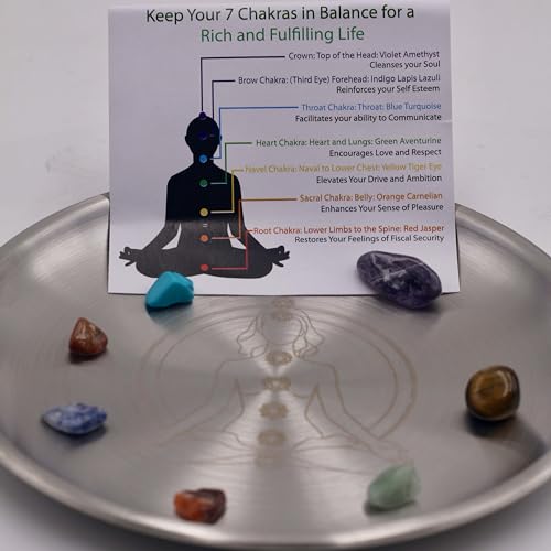 Offering Prayer Ritual Bowl Plate with Chakra Gemstone Great for Altar,Meditation,Incense Sticks, smudging, Candle,Crystal,Jewelry,Yoga Use(Chakra)