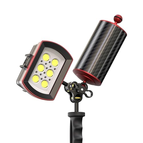 Carbon Fiber Underwater Float Arm with Dual Ball Mounts for Photography and Video, Compatible with Diving Trays, Video Lights, Strobes (red, 80mm8') 80mm8' red