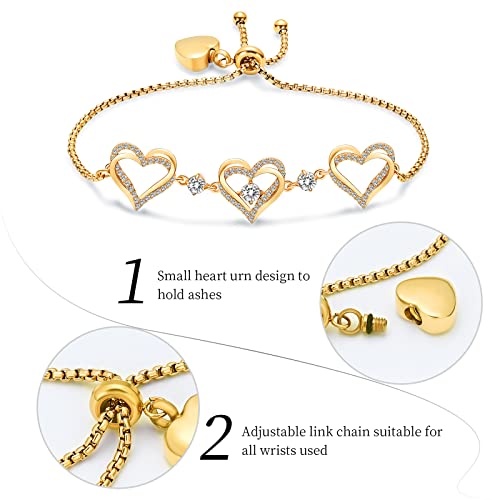 Cremation Jewelry Heart Urn Bracelet for Ashes for Women Girls Adjustable Cremation Link Memorial Bracelet C