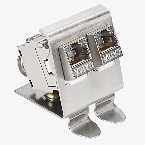 kwmobile Keystone Module and DIN Rail Adapter Set - Fits Standard DIN Rail - 4 x CAT 6A Modules 2 x Holders - RJ45 Socket Shielded - Tool-Free