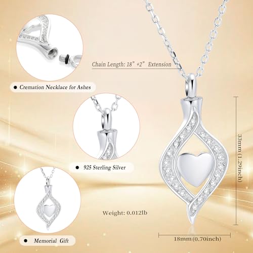 Minicremation Cremation Jewelry for Ashes Eye of My Heart Urn Necklace Pendants Ashes for Women Men Keepsake Memorial Urn Necklace for Pet Human 925 Sterling Silver