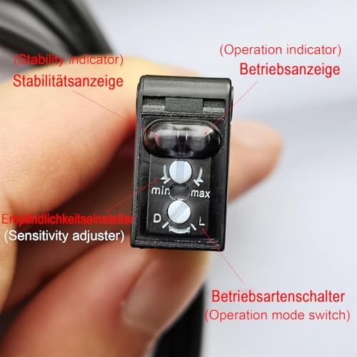 STBTECH 2 Pack Photoelectric Beam Sensor Indoor Wall Mounted NPN (NO Or NC Switchable),Retroreflective photoelectric Sensor Proximity Switch with 2 m Cable, 3 m Induction Distance