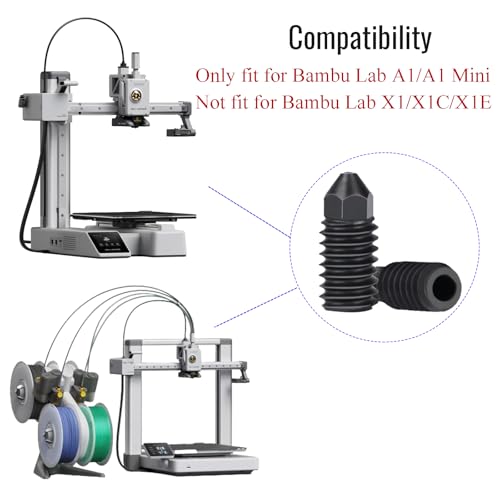 Pack of 6 A1/A1Mini Hardened Steel Nozzle for Bambu, 4 Pieces 0.4 mm, 2 Pieces 0.6 mm Hardened Steel Nozzle 3D Printer Extruder Nozzles for Bambulab A1/A1 Mini For Bambu A1/A1 Mini
