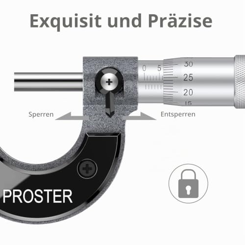 Proster Outside Micrometer Set Outside Micrometer Set 0-150mm Precise External Micrometer Set Mechanical with Ratchet, 0.01mm Accuracy, Carbide Measuring Surfaces (1) 1